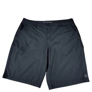 Hang Ten Hybrid Board Short 38 Men Black Stripe Flat Front Swim Surf Golf 11"